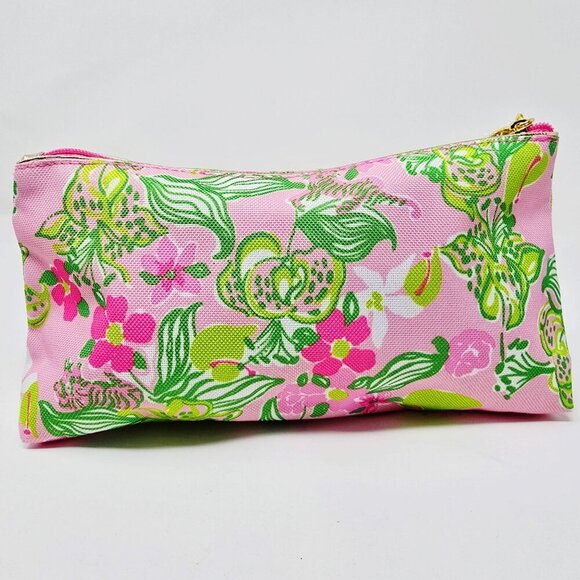 Lilly Pulitzer for Estée Lauder Floral Cosmetic Bag – Pink Tropical Print Pouch - Picture 2 of 6